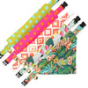 Cat Collar + Flower Set - "Tropicalia" - Palm Leaves Tropical Cat Collar w/ Fuchsia Felt Flower (Detachable)