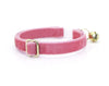 Cat Collar + Flower Set - "Velvet - Rose Pink" - Velvet Cat Collar w/ Baby Pink Felt Flower (Detachable)