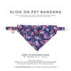 Rifle Paper Co® Pet Bandana - "Daphne" - Navy, Periwinkle & Pink Floral Bandana for Cat + Small Dog / Slide-on Bandana / Over-the-Collar (One Size)