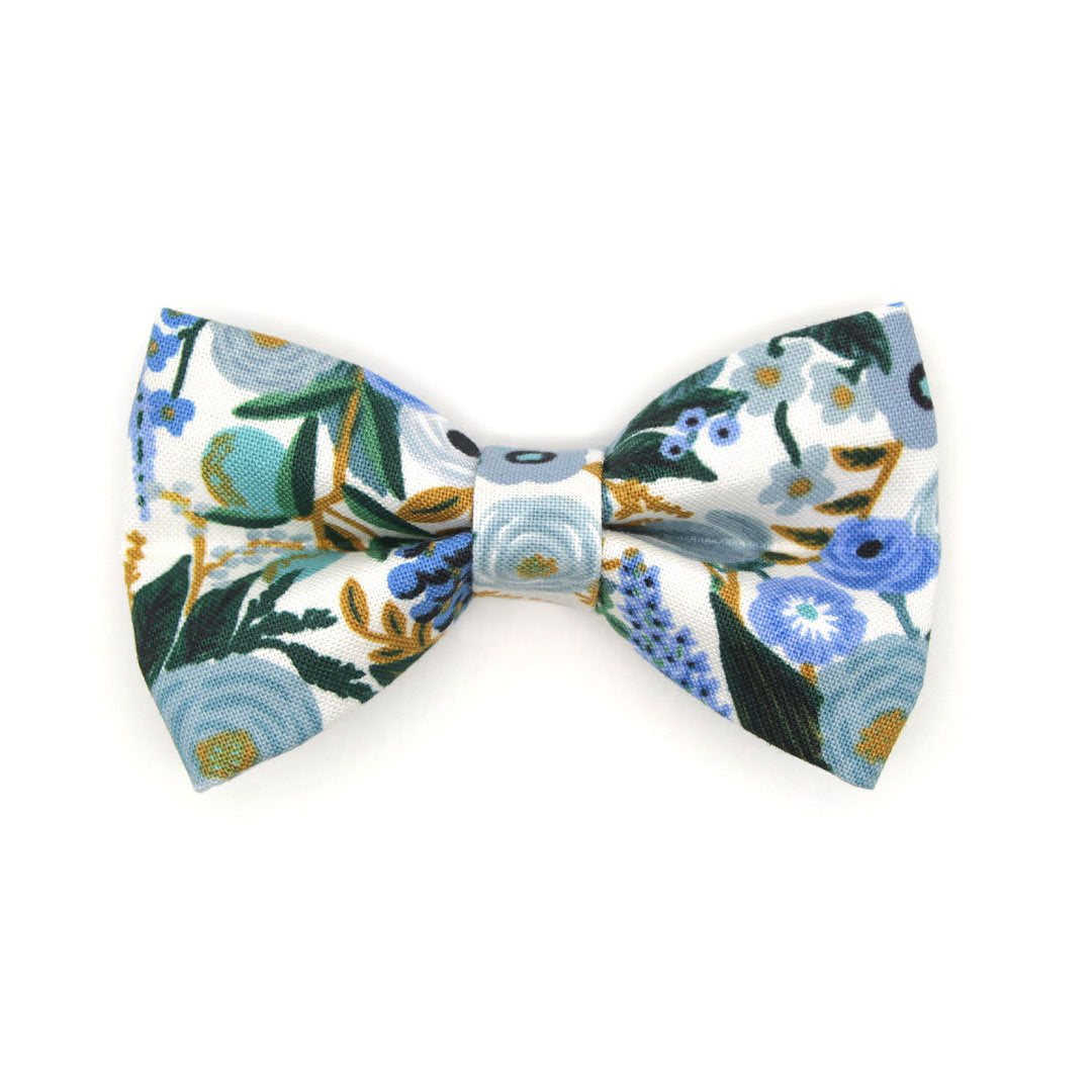Rifle Paper Co® Bow Tie Cat Collar Set - "Indigo Garden" - Blue Floral Cat Collar w/ Matching Bowtie / Cat, Kitten, Small Dog Sizes