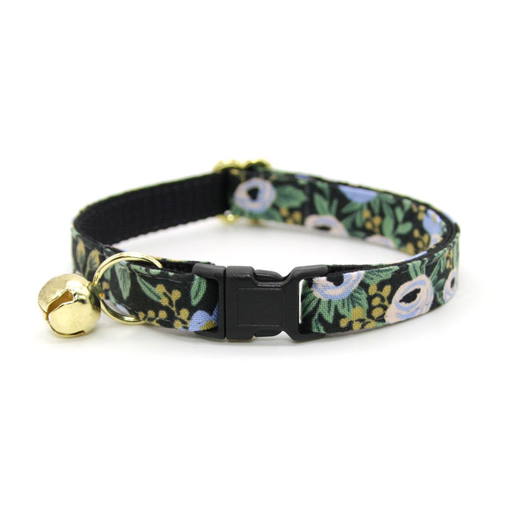 Rifle Paper Co® Bow Tie Cat Collar Set - "Belladonna" - Floral Black Cat Collar w/ Matching Bowtie / Wedding / Cat, Kitten, Small Dog Sizes