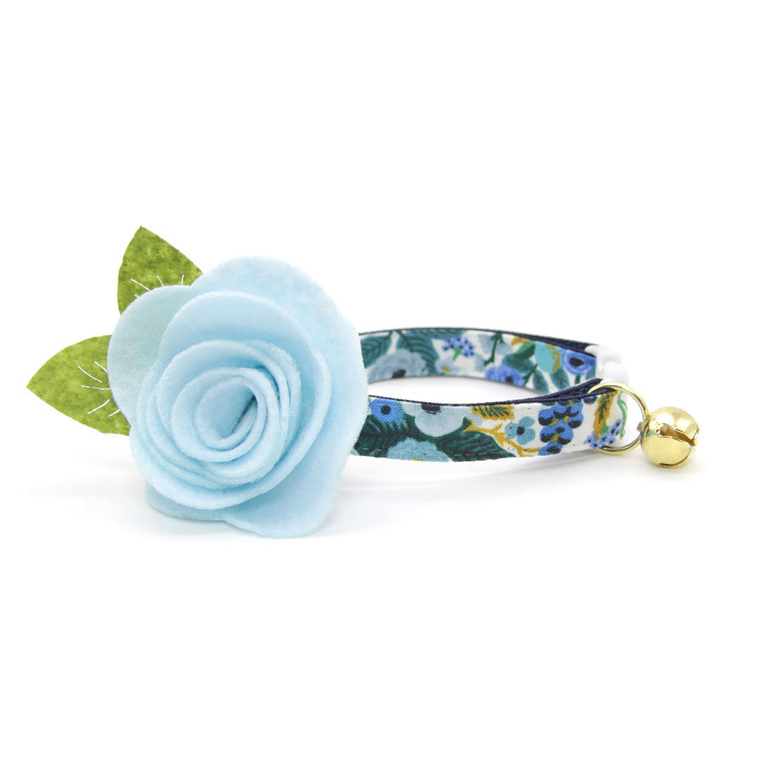 Rifle Paper Co® Cat Collar - "Indigo Garden" - Blue Floral Cat Collar / Breakaway Buckle or Non-Breakaway / Cat, Kitten + Small Dog Sizes