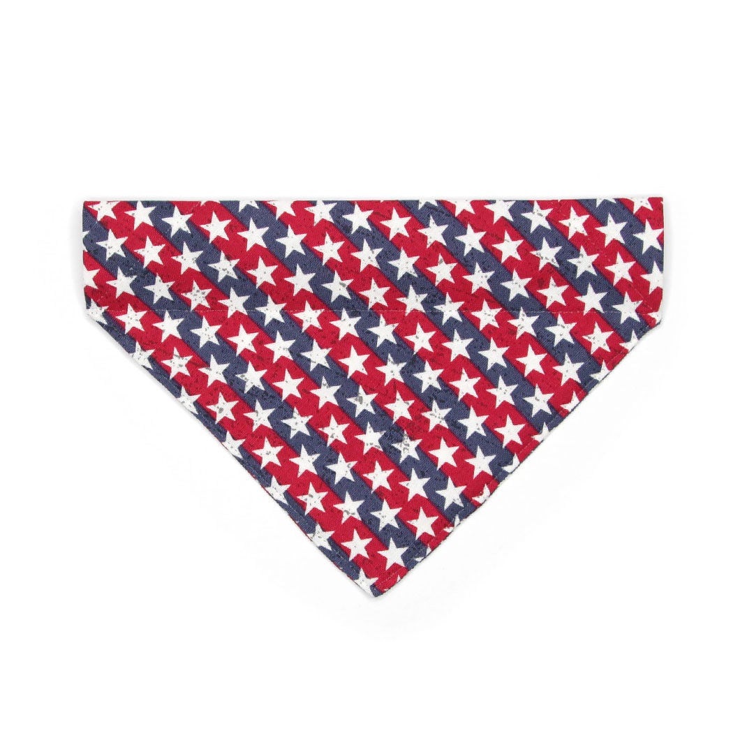 Patriotic Cat Bandana - "Americana" - Stars & Stripes Bandana for Cat + Small Dog / Independence Day / Slide-on Bandana / Over-the-Collar (One Size)