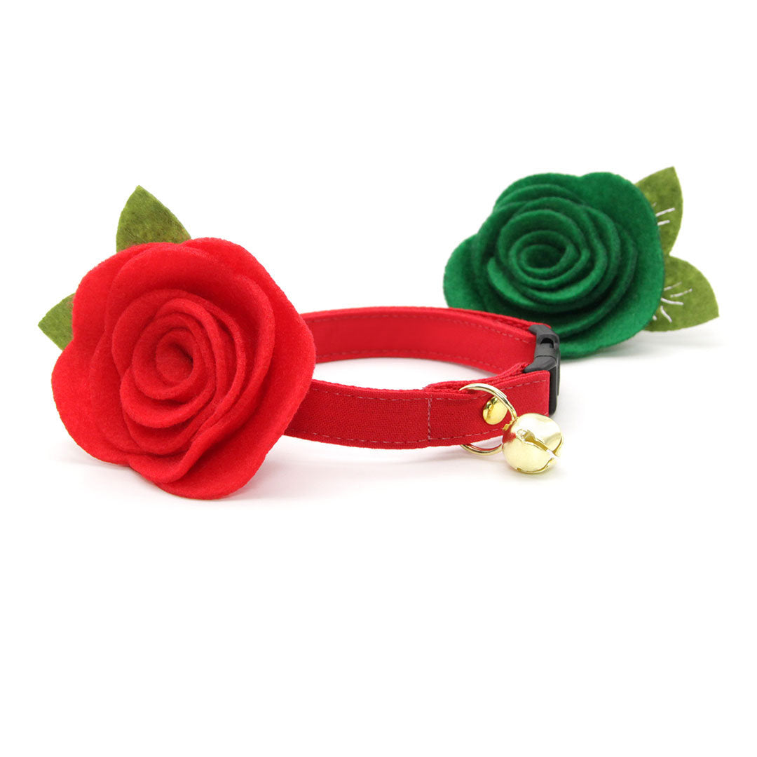 Cat Collar - "Color Collection - Red" - Solid Color Red Cat Collar / Wedding / Breakaway Buckle or Non-Breakaway / Cat, Kitten + Small Dog Sizes