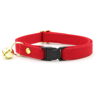 Cat Collar - "Color Collection - Red" - Solid Color Red Cat Collar / Wedding / Breakaway Buckle or Non-Breakaway / Cat, Kitten + Small Dog Sizes