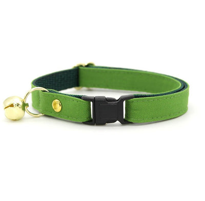 Cat Collar - "Color Collection - Apple Green" - Solid Color Green Cat Collar / Wedding / Breakaway Buckle or Non-Breakaway / Cat, Kitten + Small Dog Sizes