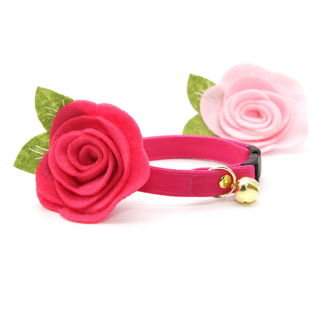 Cat Collar - "Color Collection - Fuchsia Pink" - Solid Color Pink Cat Collar / Magenta, Wedding / Breakaway Buckle or Non-Breakaway / Cat, Kitten + Small Dog Sizes