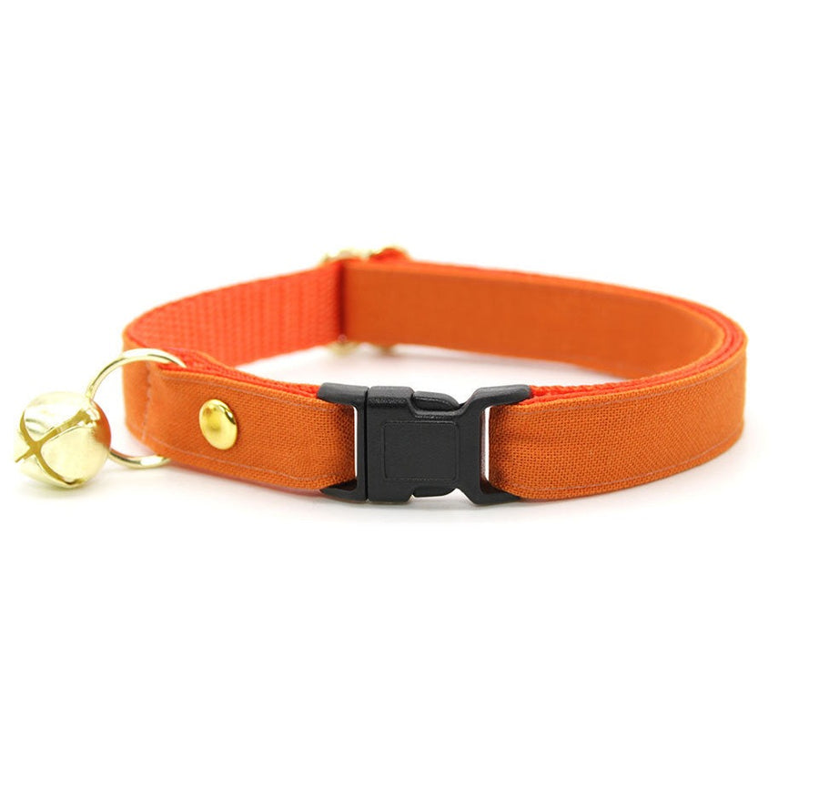Cat Collar - "Color Collection - Orange" - Solid Color Orange Cat Collar / Wedding / Breakaway Buckle or Non-Breakaway / Cat, Kitten + Small Dog Sizes