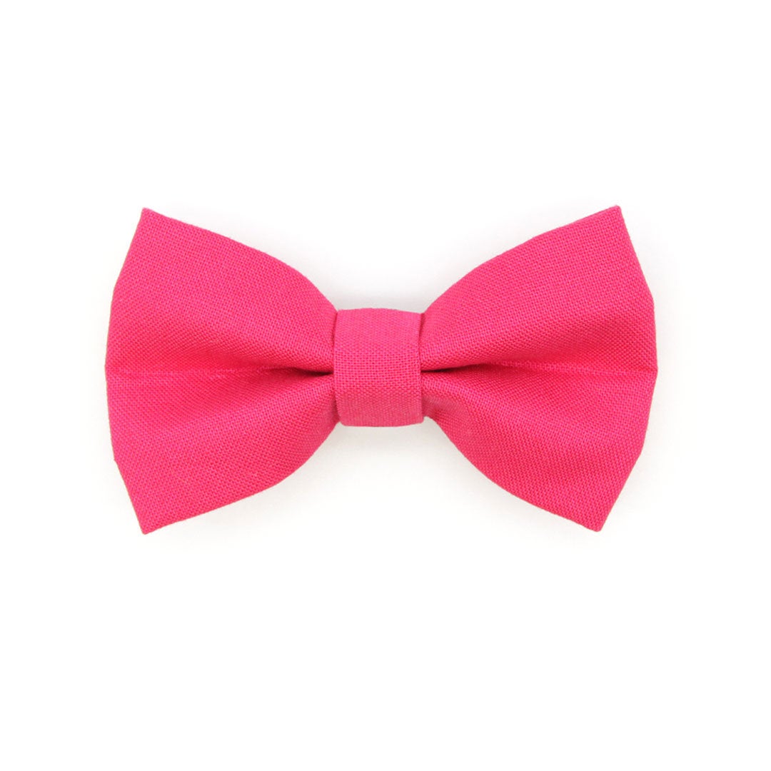 Bow Tie Cat Collar Set - "Color Collection - Fuchsia Pink" - Solid Pink Cat Collar w /  Matching Bowtie / Wedding / Cat, Kitten, Small Dog Sizes