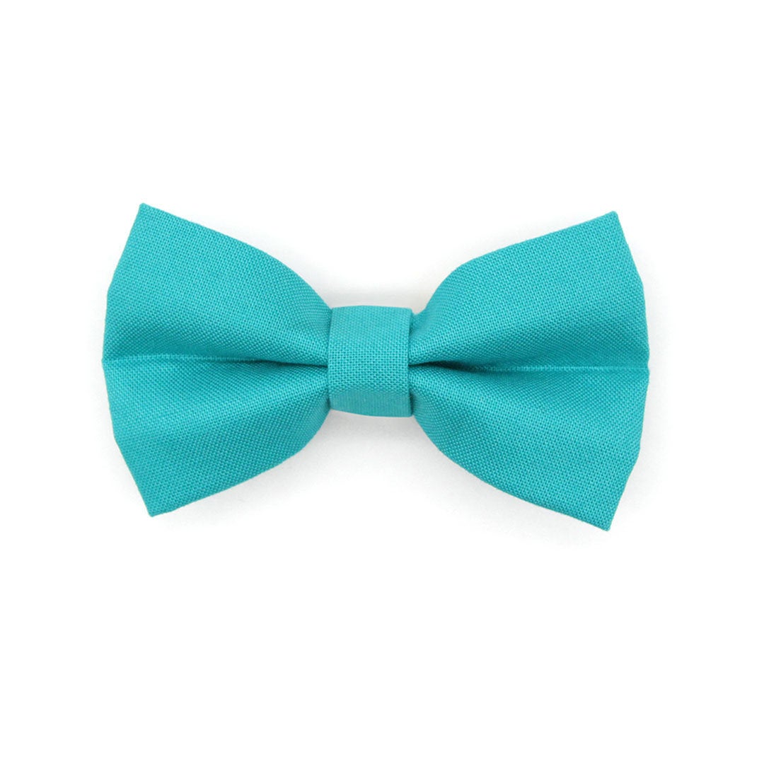 Bow Tie Cat Collar Set - "Color Collection - Teal" - Solid Teal Cat Collar w /  Matching Bowtie / Wedding / Cat, Kitten, Small Dog Sizes