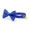 Bow Tie Cat Collar Set - "Color Collection - Cobalt Blue" - Solid Blue Cat Collar w /  Matching Bowtie / Wedding / Cat, Kitten, Small Dog Sizes