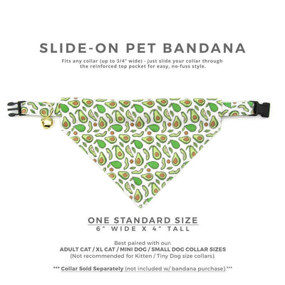 Pet Bandana - "Avocado Baby - Green" - Avocado Bandana for Cat + Small Dog / Food / Slide-on Bandana / Over-the-Collar (One Size)