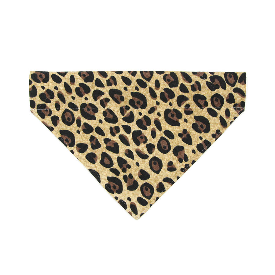 Pet Bandana - "Safari" - Leopard Animal Print Bandana for Cat + Small Dog / Slide-on Bandana / Over-the-Collar (One Size)