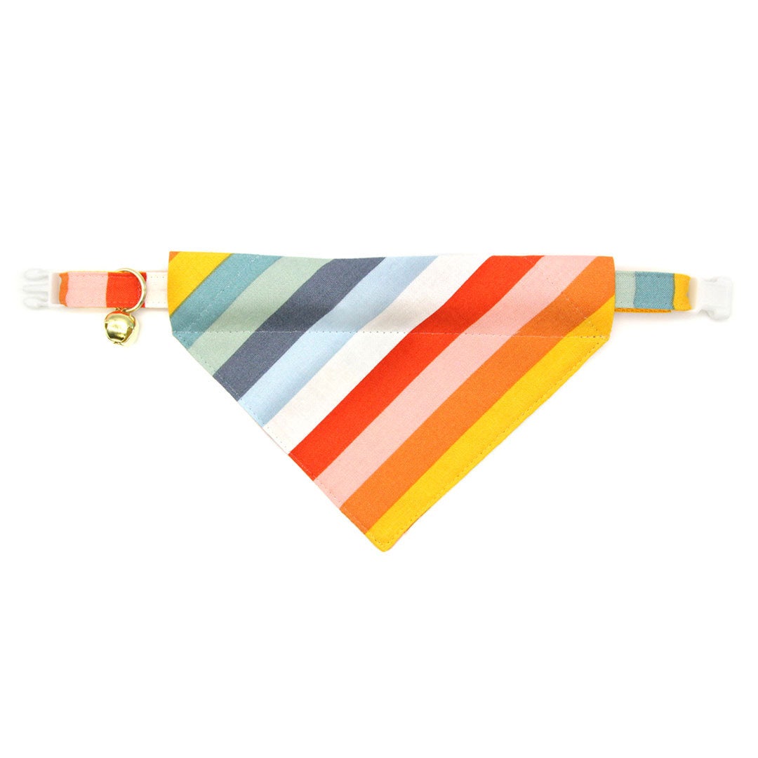 Cat Collar - "Carousel" - Striped Rainbow Cat Collar / Birthday, LGBTQ, Summer / Breakaway Buckle or Non-Breakaway / Cat, Kitten + Small Dog Sizes