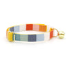 Cat Collar + Flower Set - "Carousel" - Rainbow Striped Cat Collar w/ Yellow Felt Flower (Detachable) / Birthday