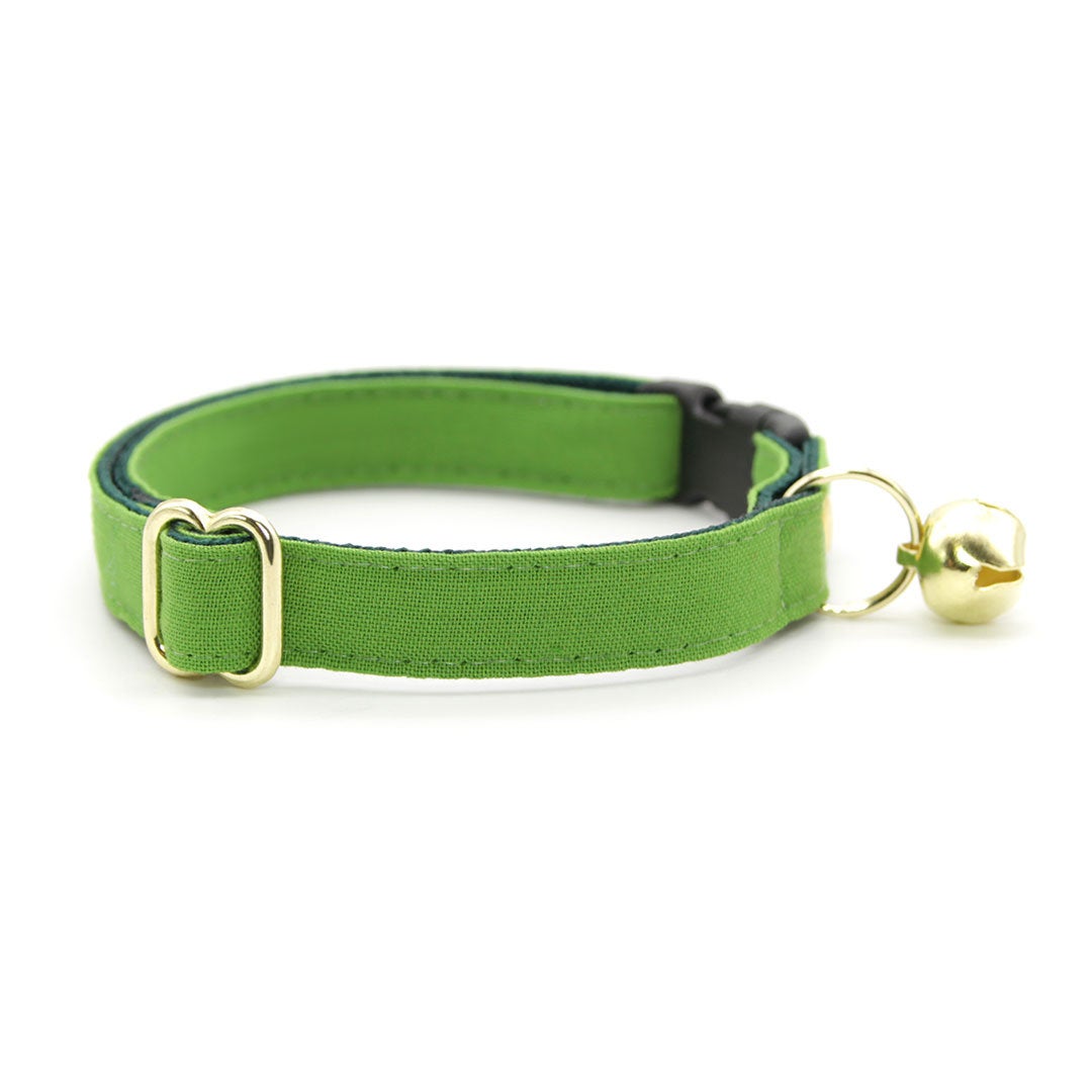 Cat Collar - "Color Collection - Apple Green" - Solid Color Green Cat Collar / Wedding / Breakaway Buckle or Non-Breakaway / Cat, Kitten + Small Dog Sizes