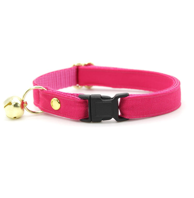 Cat Collar - "Color Collection - Fuchsia Pink" - Solid Color Pink Cat Collar / Magenta, Wedding / Breakaway Buckle or Non-Breakaway / Cat, Kitten + Small Dog Sizes