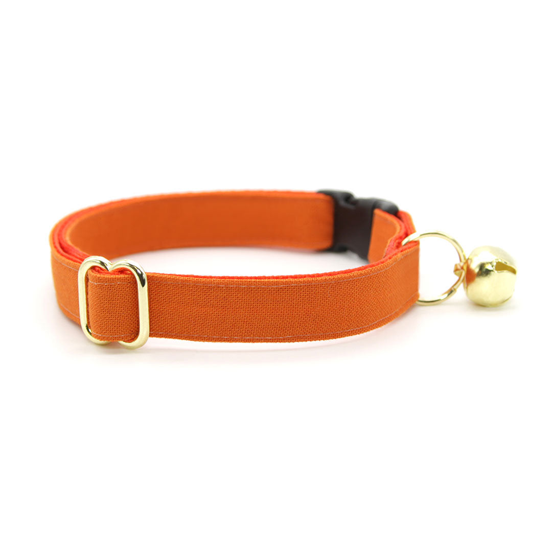 Cat Collar - "Color Collection - Orange" - Solid Color Orange Cat Collar / Wedding / Breakaway Buckle or Non-Breakaway / Cat, Kitten + Small Dog Sizes