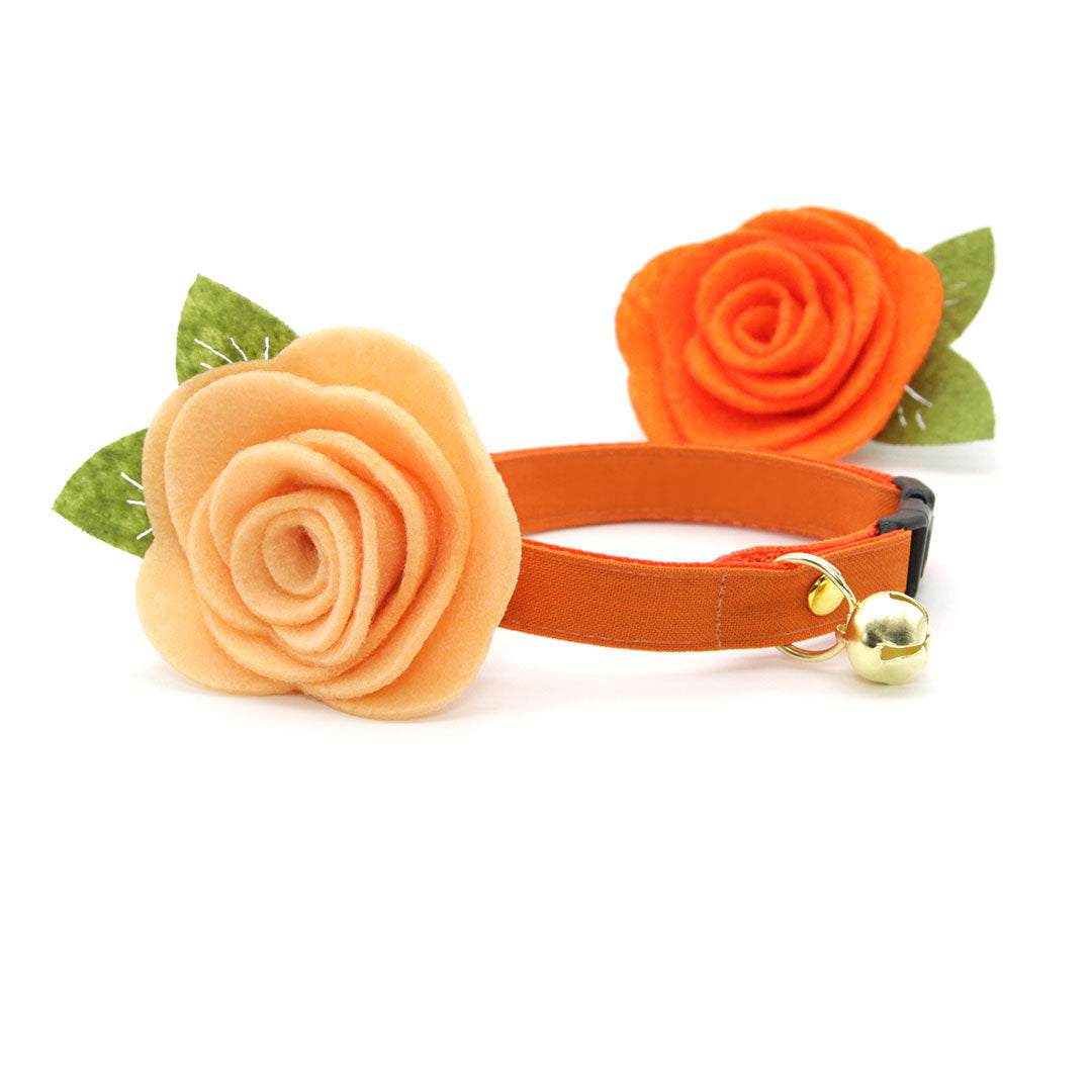 Cat Collar - "Color Collection - Orange" - Solid Color Orange Cat Collar / Wedding / Breakaway Buckle or Non-Breakaway / Cat, Kitten + Small Dog Sizes