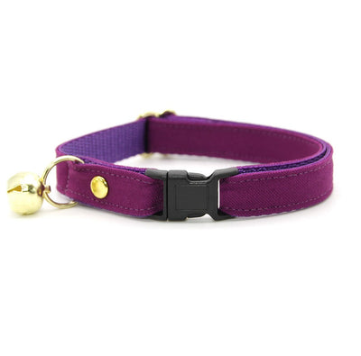 Cat Collar - "Color Collection - Plum Purple" - Solid Color Purple Cat Collar / Wedding / Breakaway Buckle or Non-Breakaway / Cat, Kitten + Small Dog Sizes