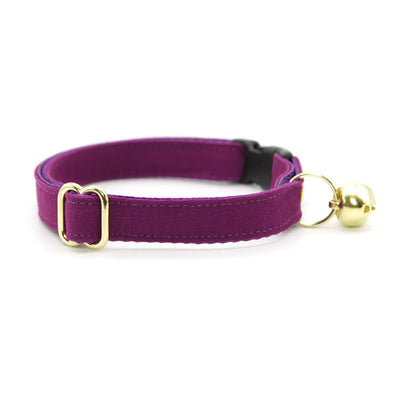 Cat Collar - "Color Collection - Plum Purple" - Solid Color Purple Cat Collar / Wedding / Breakaway Buckle or Non-Breakaway / Cat, Kitten + Small Dog Sizes