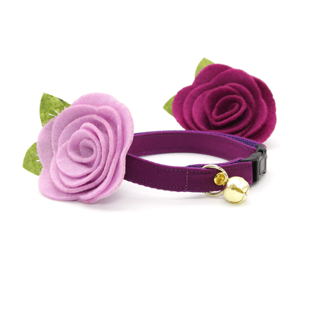 Cat Collar - "Color Collection - Plum Purple" - Solid Color Purple Cat Collar / Wedding / Breakaway Buckle or Non-Breakaway / Cat, Kitten + Small Dog Sizes