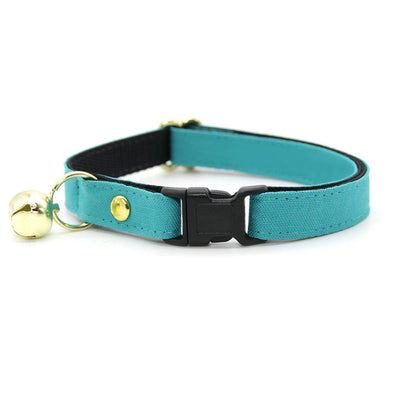 Cat Collar - "Color Collection - Teal" - Solid Color Teal Cat Collar / Turquoise, Wedding / Breakaway Buckle or Non-Breakaway / Cat, Kitten + Small Dog Sizes