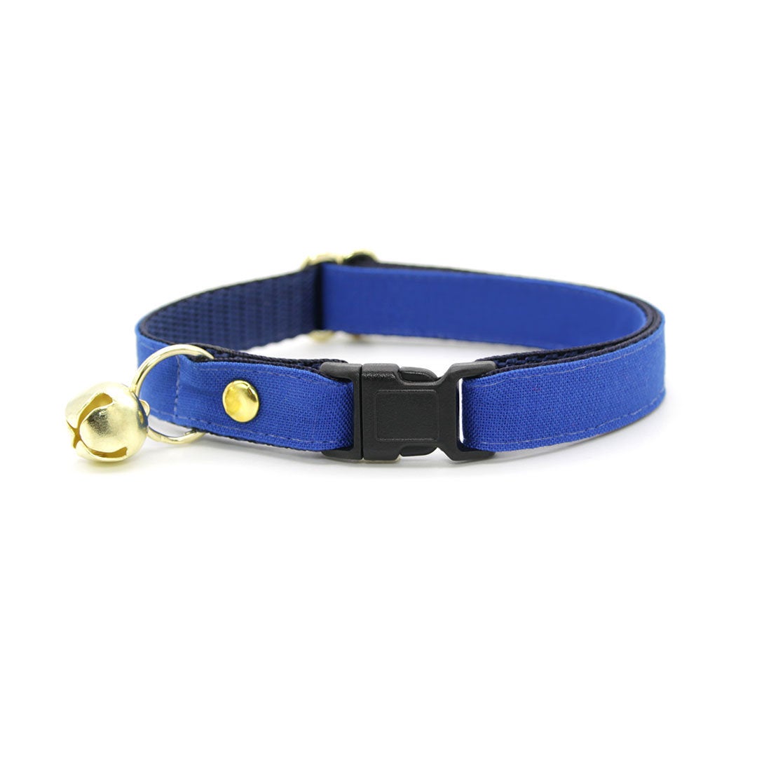 Bow Tie Cat Collar Set - "Color Collection - Cobalt Blue" - Solid Blue Cat Collar w /  Matching Bowtie / Wedding / Cat, Kitten, Small Dog Sizes