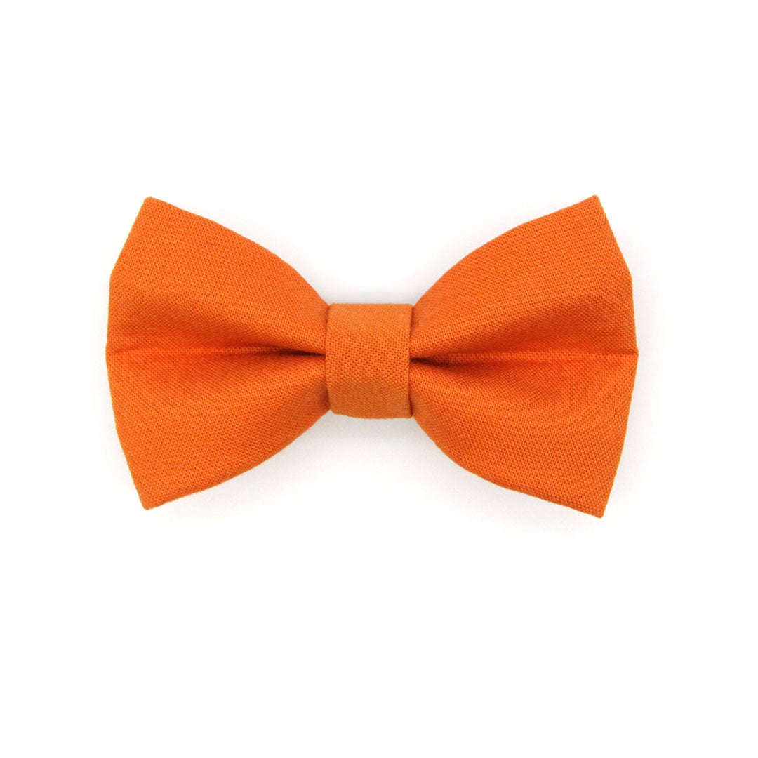 Bow Tie Cat Collar Set - "Color Collection - Orange" - Solid Orange Cat Collar w /  Matching Bowtie / Wedding / Cat, Kitten, Small Dog Sizes