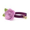 Cat Collar + Flower Set - "Color Collection - Plum Purple" - Solid Purple Cat Collar + Lavender Felt Flower (Detachable) / Wedding