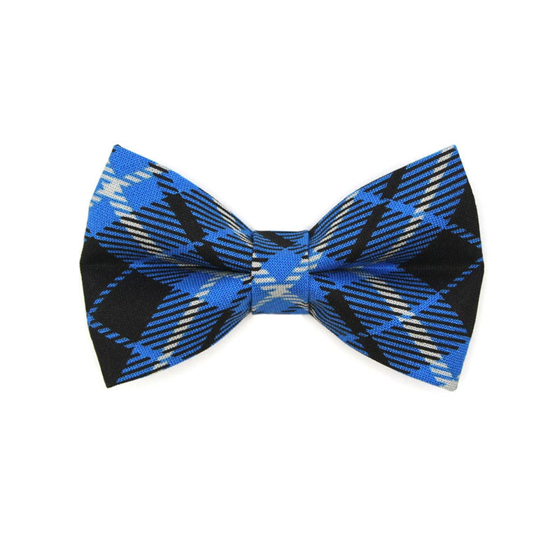 Pet Bow Tie - "Pikes Peak" - Black & Cobalt Blue Plaid Cat Bow Tie / For Cats + Small Dogs (One Size)