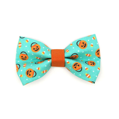 Pet Bow Tie - "Party Pumpkins" - Halloween Trick-or-Treat Jackolantern Cat Bow Tie / For Cats + Small Dogs (One Size)
