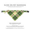 Pet Bandana - "Linden" - Buttercream + Leaf Green Plaid Bandana for Cat + Small Dog / Slide-on Bandana / Over-the-Collar (One Size)
