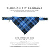 Pet Bandana - "Pikes Peak" - Black & Cobalt Blue Plaid Bandana for Cat + Small Dog / Slide-on Bandana / Over-the-Collar (One Size)