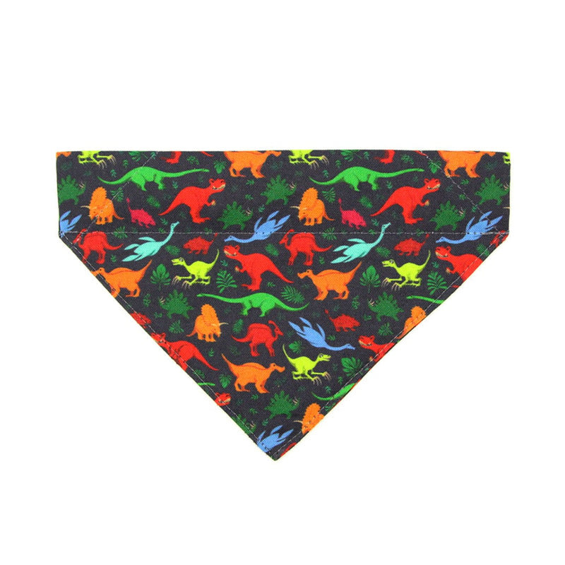 Pet Bandana - "Dinosaurus Rex" - Colorful Dinosaur Bandana for Cat + Small Dog / Slide-on Bandana / Over-the-Collar (One Size)