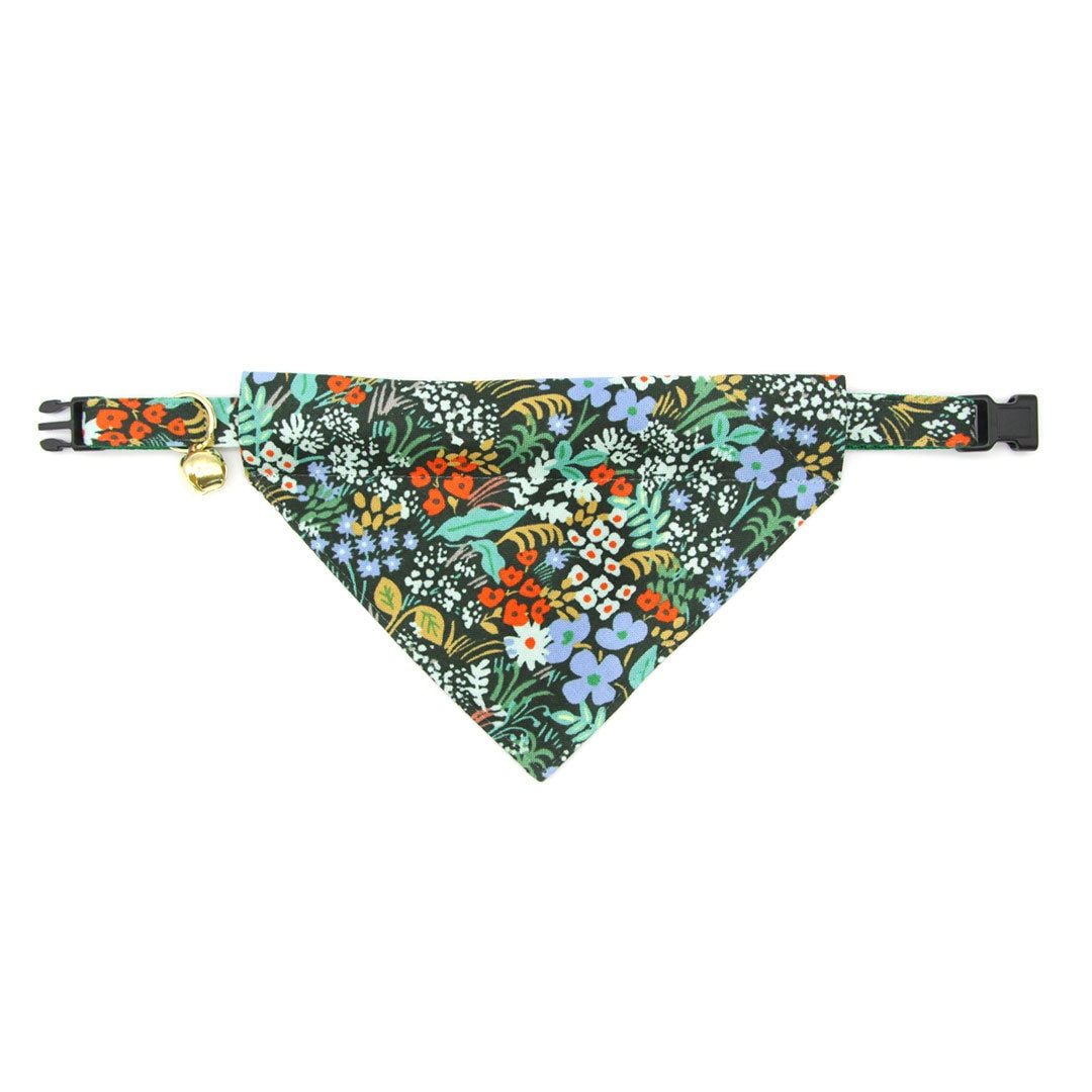 Cat Collar - "Meadow" - Rifle Paper Co® Dark Green Floral Cat Collar / Breakaway Buckle or Non-Breakaway / Cat, Kitten + Small Dog Sizes