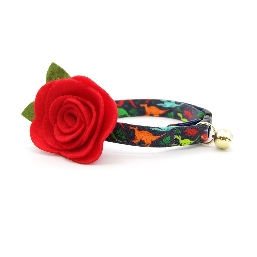 Cat Collar - "Dinosaurus Rex" - Colorful Dinosaur Cat Collar / Breakaway Buckle or Non-Breakaway / Cat, Kitten + Small Dog Sizes