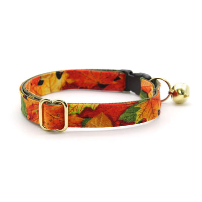 Bow Tie Cat Collar Set - "Forever Fall" - Autumn Leaves Cat Collar w/ Matching Bowtie / Cat, Kitten, Small Dog Sizes
