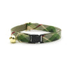 Bow Tie Cat Collar Set - "Linden" - Buttercream + Leaf Green Plaid Cat Collar w/ Matching Bowtie / Cat, Kitten, Small Dog Sizes
