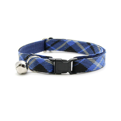 Bow Tie Cat Collar Set - "Pikes Peak" - Blue Plaid Cat Collar w/ Matching Bowtie / Cat, Kitten, Small Dog Sizes