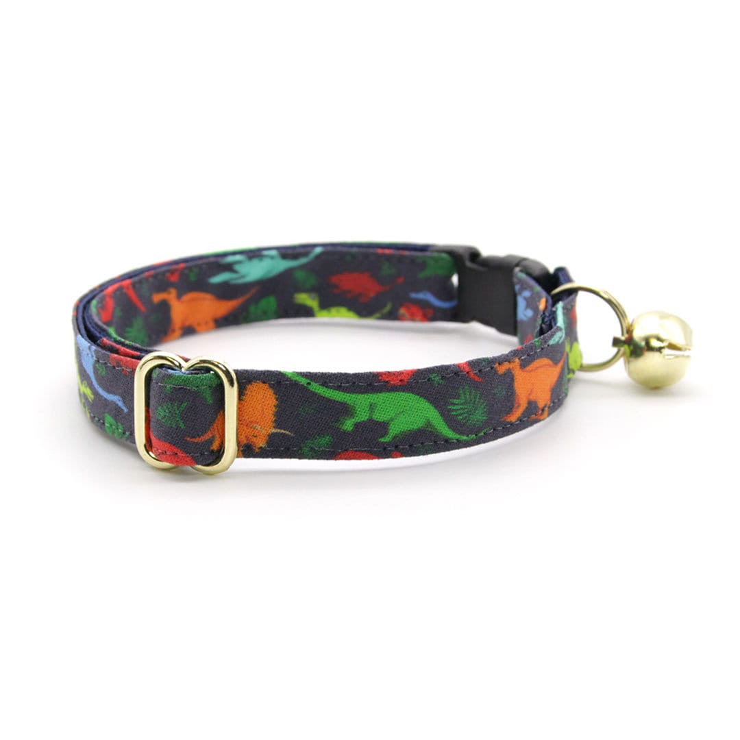 Bow Tie Cat Collar Set - "Dinosaurus Rex" - Colorful Dinosaur Cat Collar w/ Matching Bowtie / Cat, Kitten, Small Dog Sizes