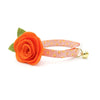Cat Collar + Flower Set - "Sweet Tooth" - Halloween Pink Candy Corn Cat Collar w/ Pumpkin Orange Felt Flower (Detachable)
