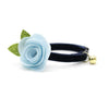 Cat Collar + Flower Set - "Velvet - Midnight Blue" - Dark Navy Blue Velvet Cat Collar w/ Sky Felt Flower (Detachable)