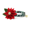 Cat Collar + Flower Set - "Eden" - Sage & Dark Woodland Green Cat Collar + Specialty Holiday Red Poinsettia Felt Flower (Detachable)