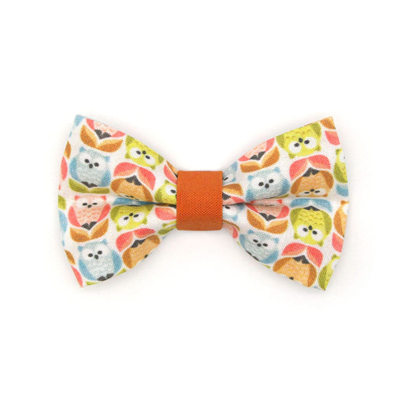 Pet Bow Tie - "Feathered Friends" - Owl Bow Tie for Cat / For Cats + Small Dogs (One Size)