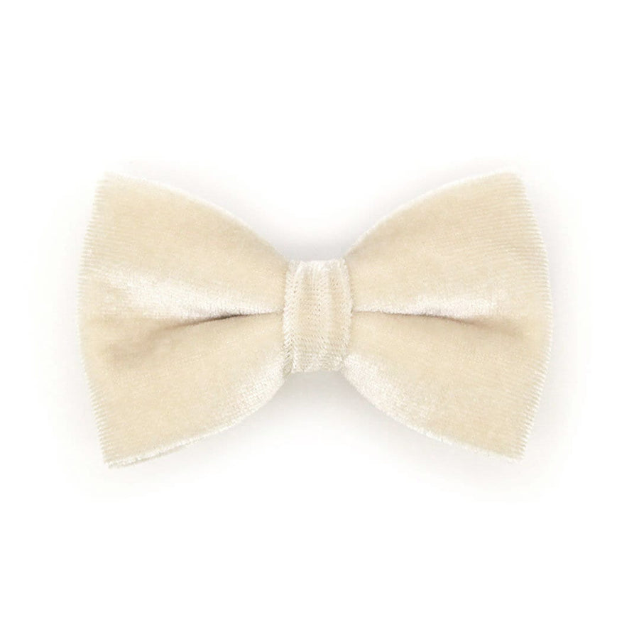 Pet Bow Tie - "Velvet - Chantilly Cream" - Warm Light Beige Velvet Cat Bow Tie / For Cats + Small Dogs (One Size)