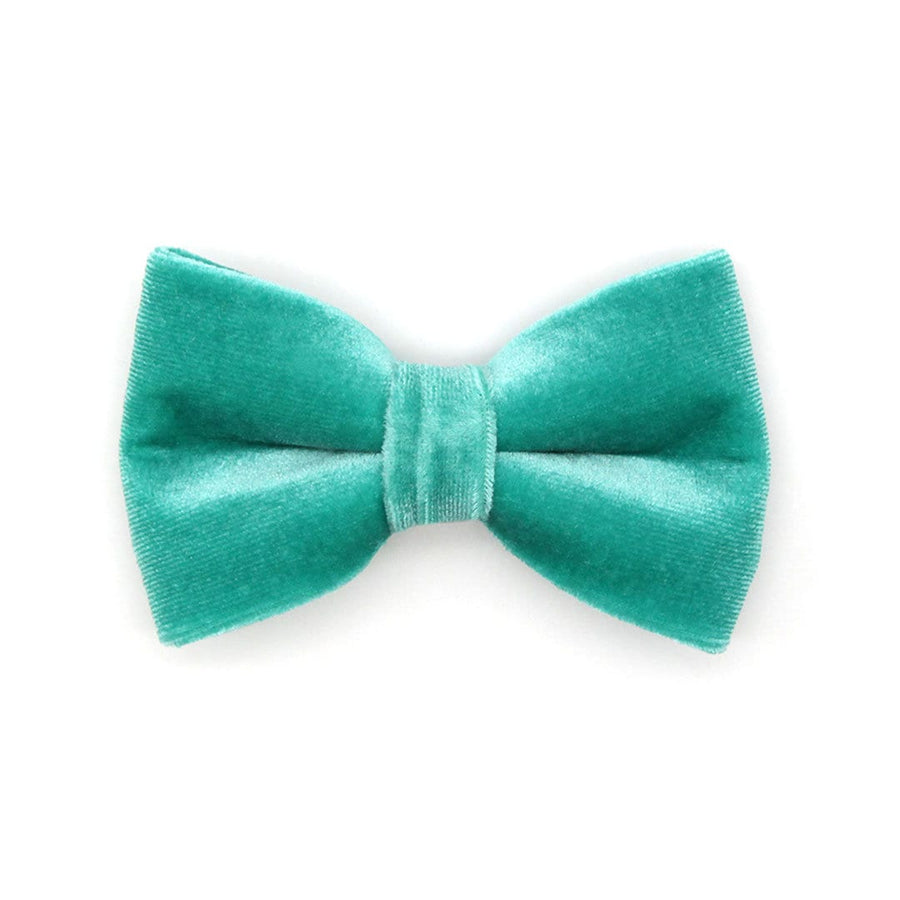 Pet Bow Tie - "Velvet - Seafoam" - Light Turquoise Velvet Cat Bow Tie / For Cats + Small Dogs (One Size)
