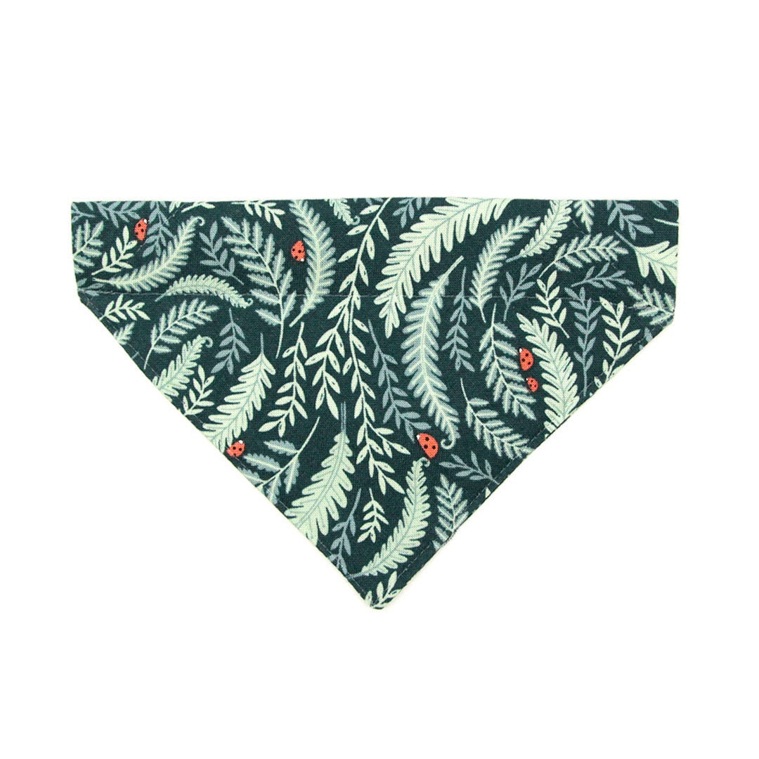 Pet Bandana - "Eden" - Sage & Woodland Botanical Green Bandana for Cat + Small Dog / Slide-on Bandana / Over-the-Collar (One Size)
