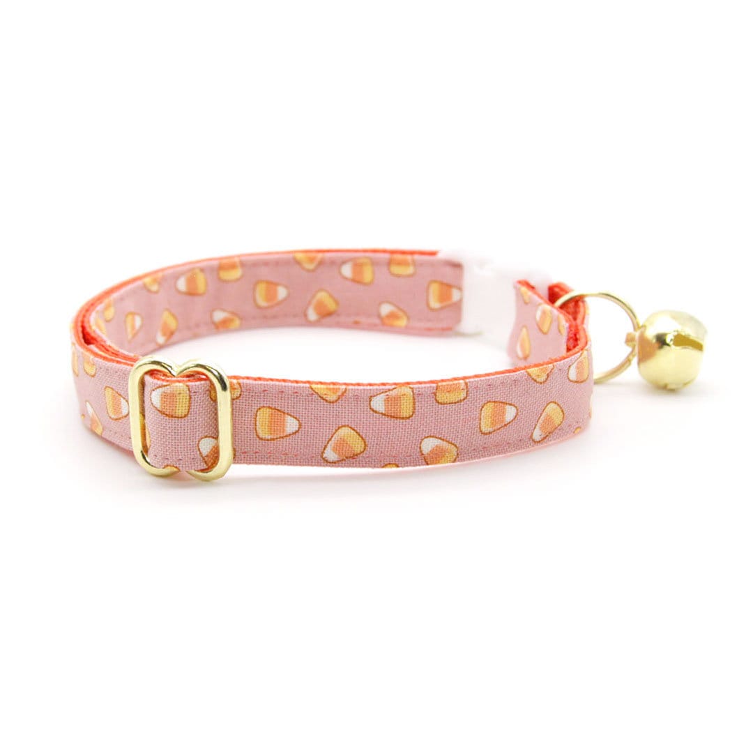 Halloween Cat Collar - "Sweet Tooth" - Pink Candy Corn Cat Collar / Breakaway Buckle or Non-Breakaway / Cat, Kitten + Small Dog Sizes