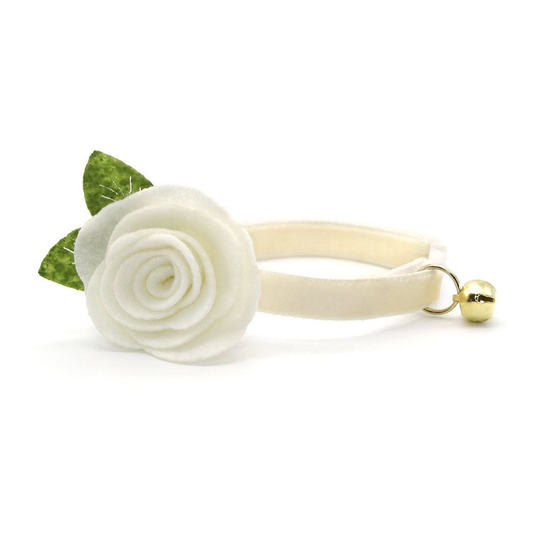 Cat Collar - "Velvet - Chantilly Cream" - Light Beige Ivory Velvet Cat Collar / Breakaway Buckle or Non-Breakaway / Cat, Kitten + Small Dog Sizes